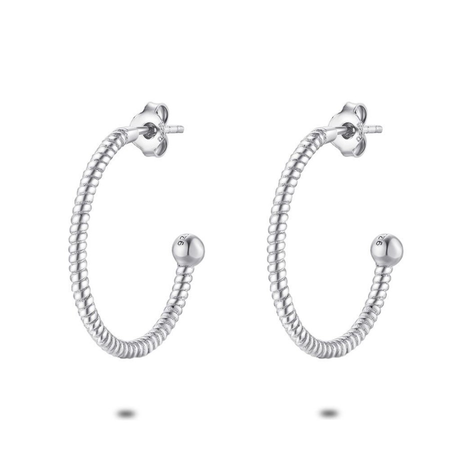 Women Twice As Nice | Silver Earrings, Striped Open Earring, 2.5 Cm