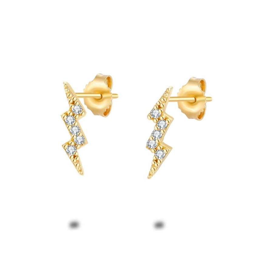 Women Twice As Nice | 18Ct Gold Plated Silver Earrings, Lightning