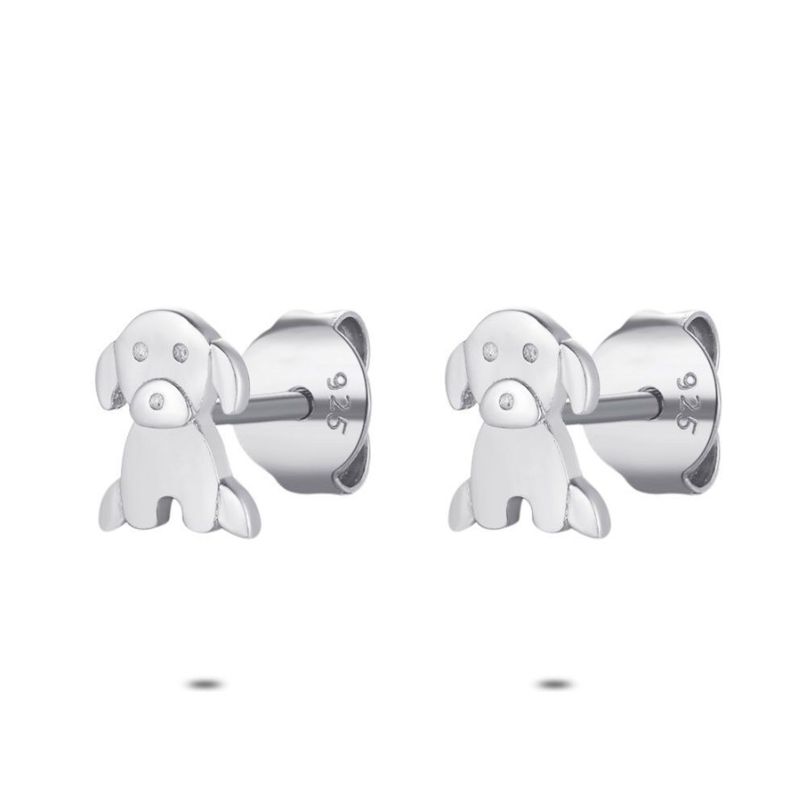 Women Twice As Nice | Silver Earrings, Dog, 6 Mm