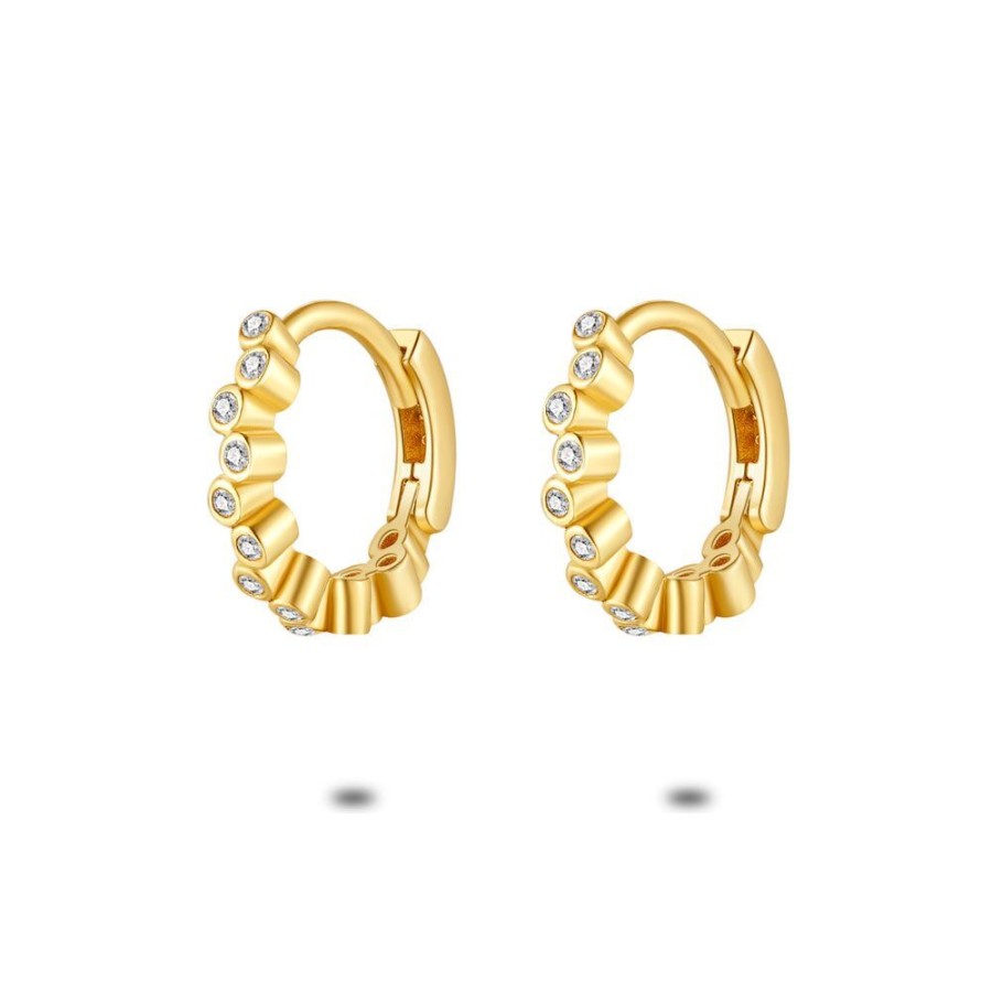 Women Twice As Nice | 18Ct Gold Plated Silver Earrings, Hoop Earring, Zigzag Zirconia