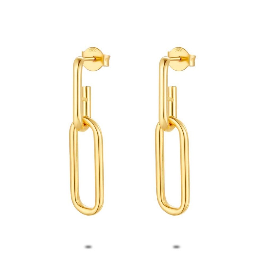 Women Twice As Nice | 18Ct Gold Plated Silver Earrings, 2 Open Ovals