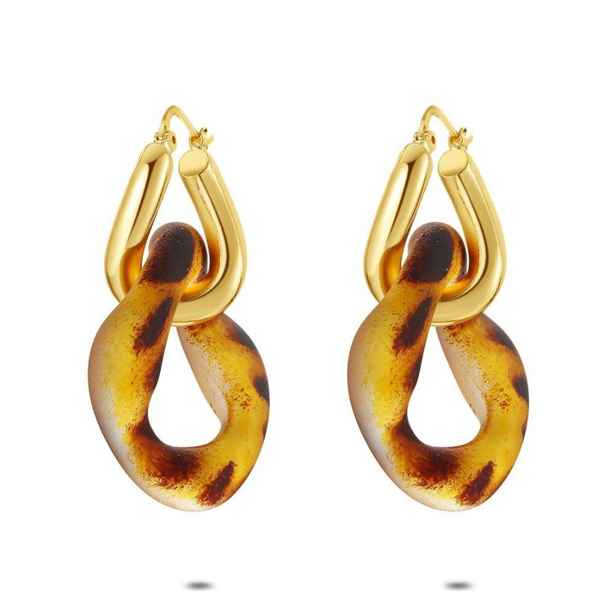 Women Twice As Nice | High Fashion Earrings, Brown Resin Links