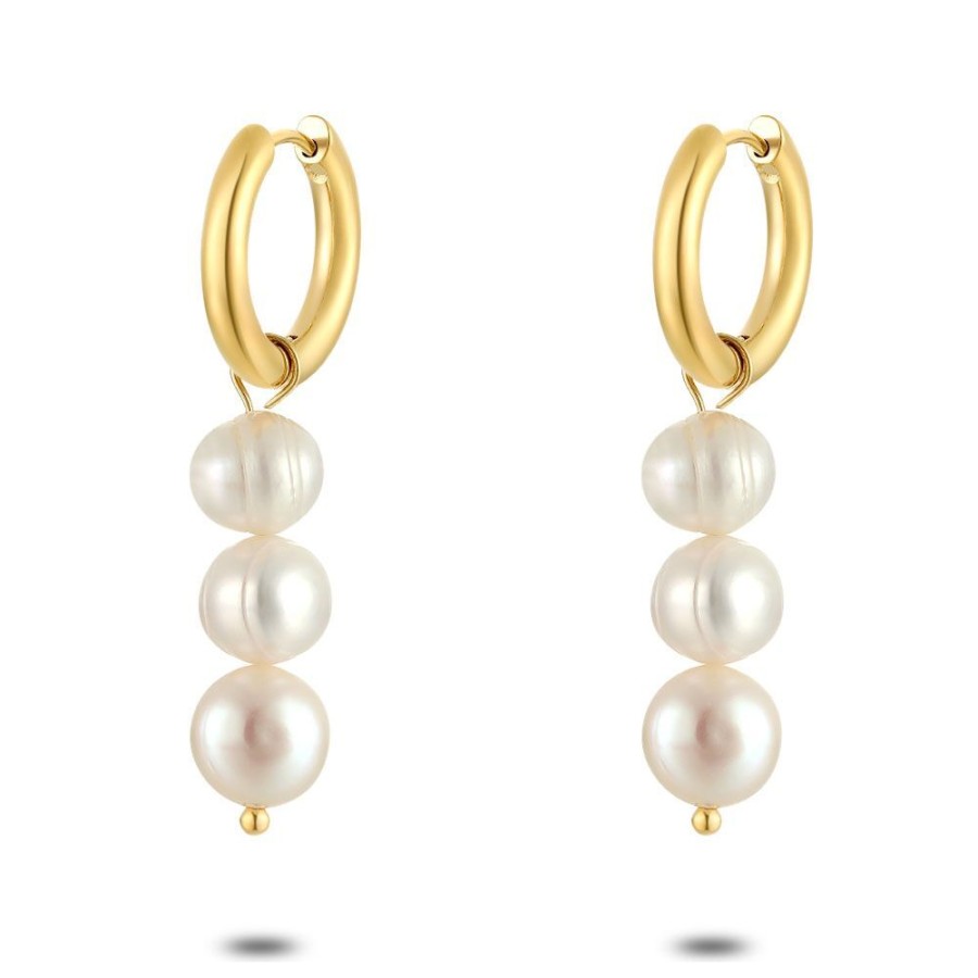 Women Twice As Nice | High Fashion Earrings, Hoops With 3 Pearls