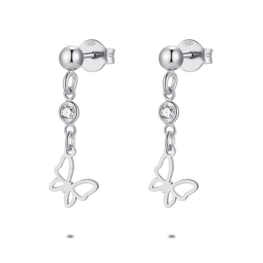 Women Twice As Nice | Silver Earrings, Butterfly, Zirconia