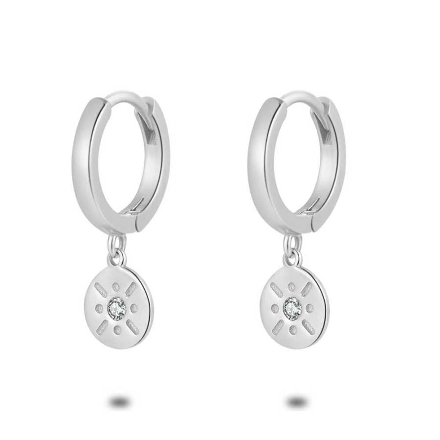 Women Twice As Nice | Silver Earrings, Hoop With Round Pendant