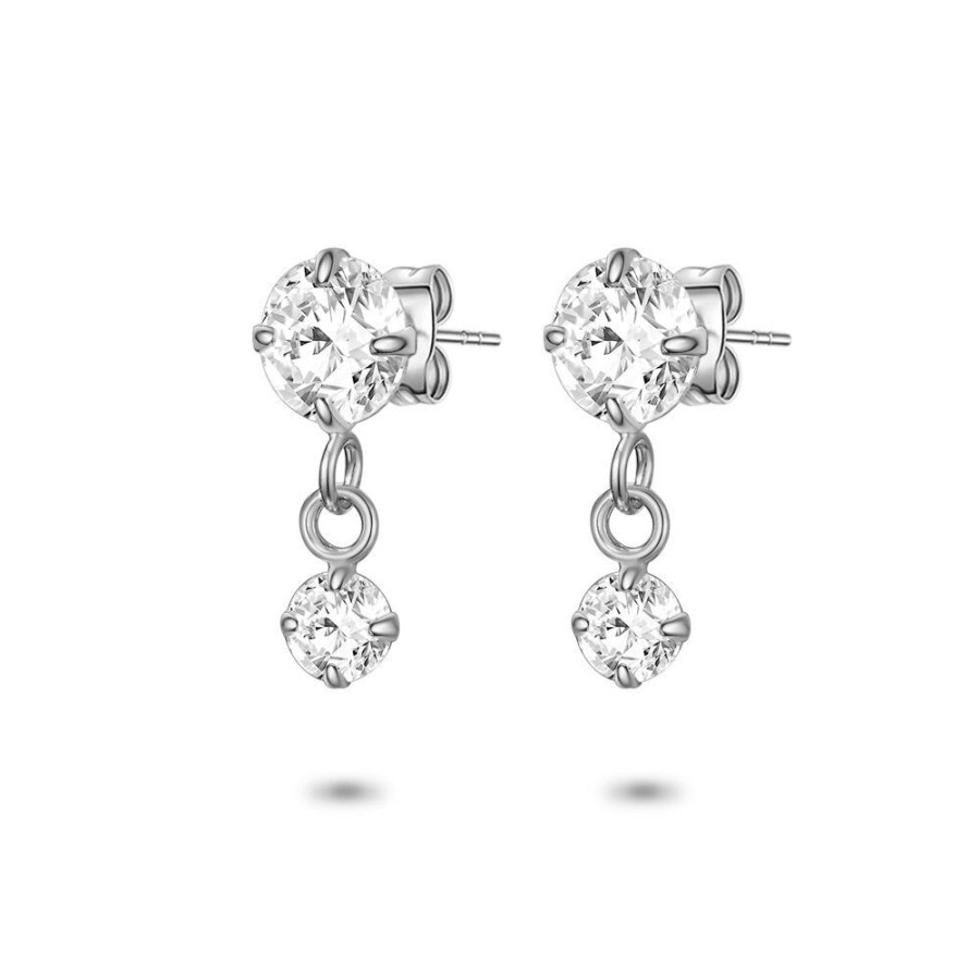 Women Twice As Nice | Silver Earrings, 2 Zirconia, 6 Mm, 4 Mm