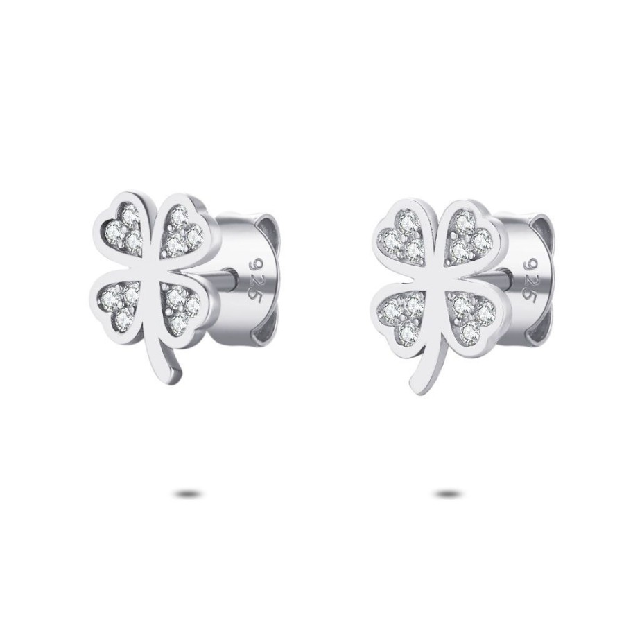 Women Twice As Nice | Silver Earrings, Clover, Zirconia