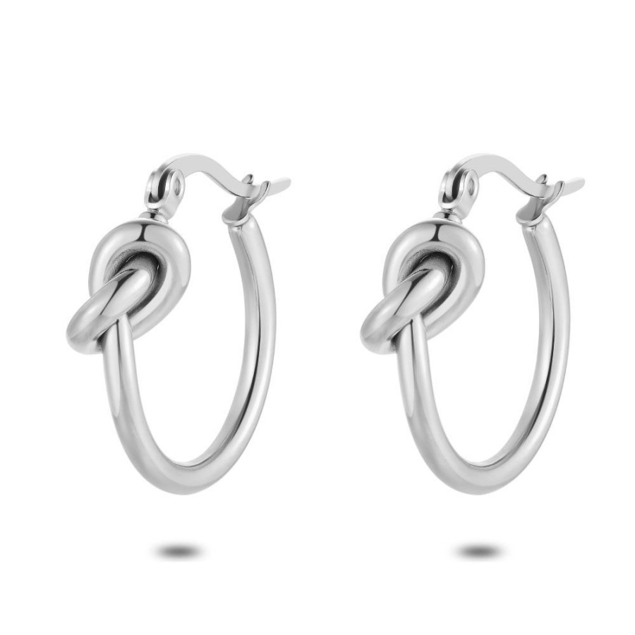 Women Twice As Nice | Stainless Steel Hoop Earrings, Knot, 2 Cm