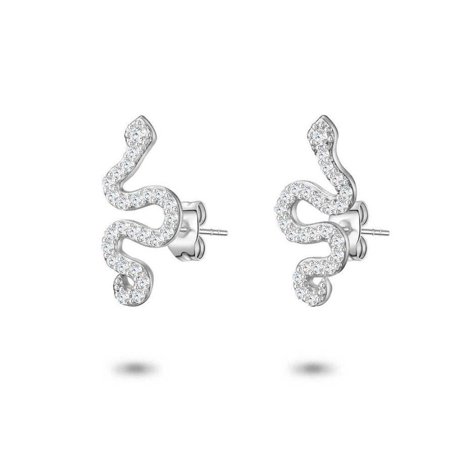 Women Twice As Nice | Silver Earrings, Snake Stud With Zirconia