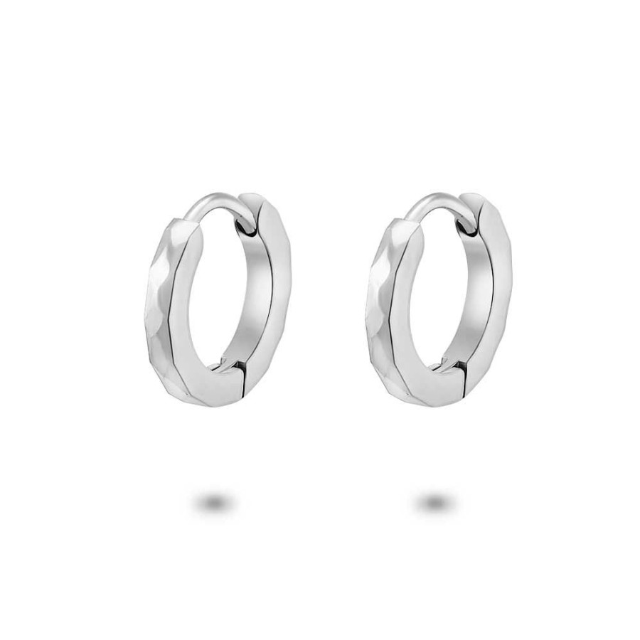 Women Twice As Nice | Stainless Steel Earrings, Hammered Hoop Earring