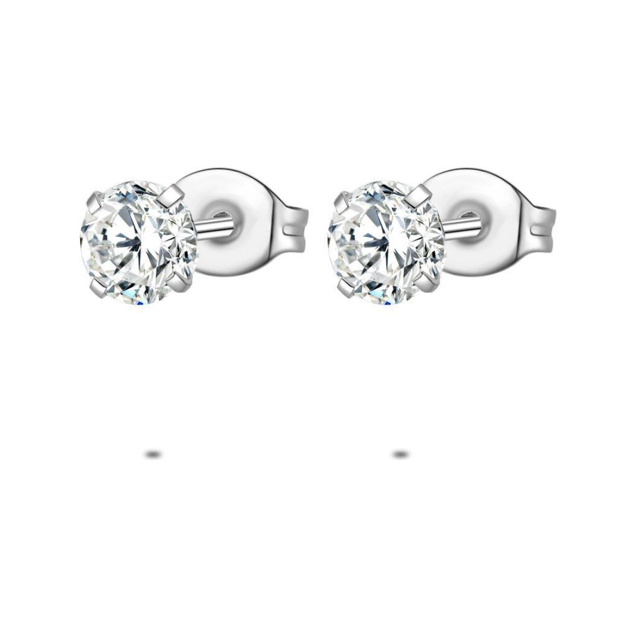 Women Twice As Nice | Stainless Steel Earrings, 1 Zirconia Of 5 Mm