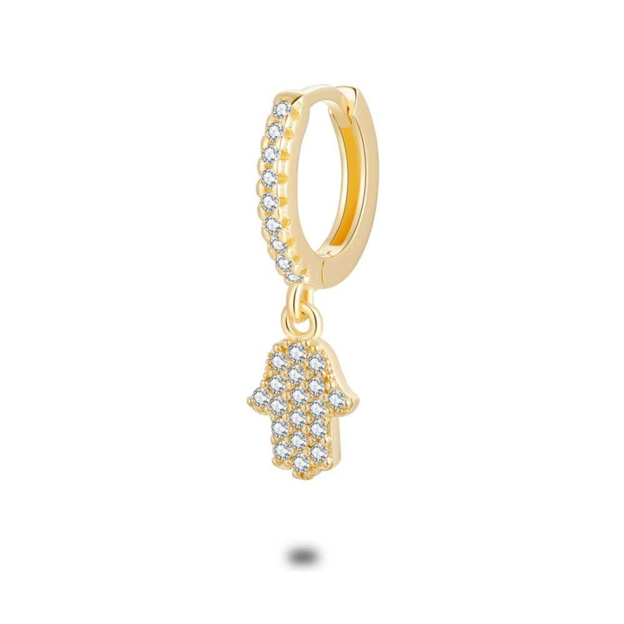 Women Twice As Nice | Earring Per Piece In 18Ct Gold Plated Silver, Hoop, Hand