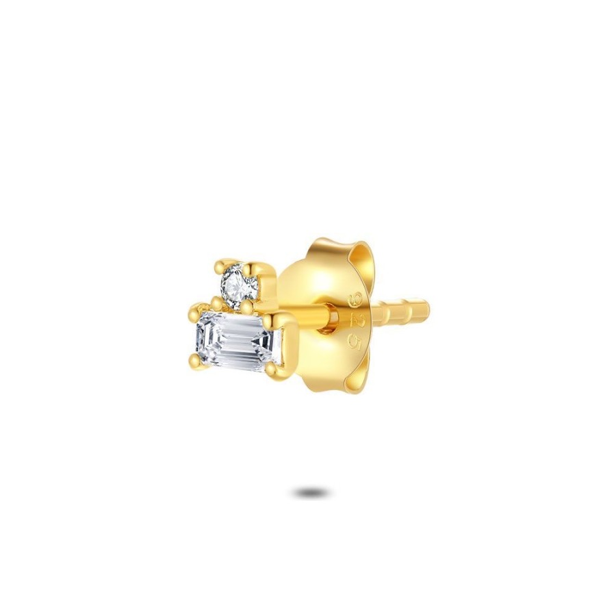 Women Twice As Nice | Earring Per Piece In 18Ct Gold Plated Silver, 2 Zirconia