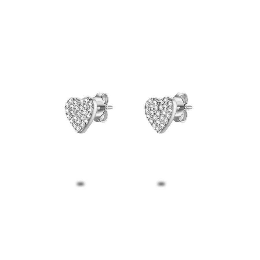 Women Twice As Nice | Silver Earrings, Heart With Zirconia