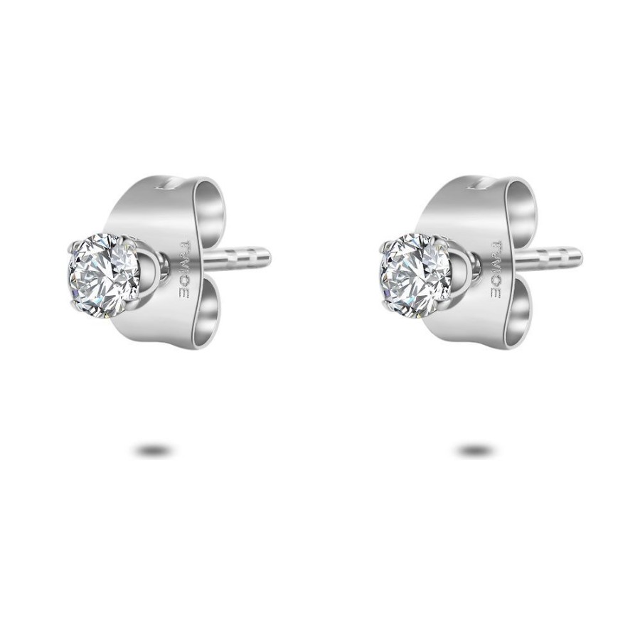 Women Twice As Nice | Stainless Steel Earrings, Round Zirconia