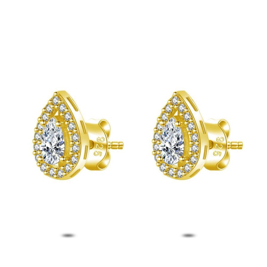 Women Twice As Nice | Silver Earrings, Gold Drop With Zirconia