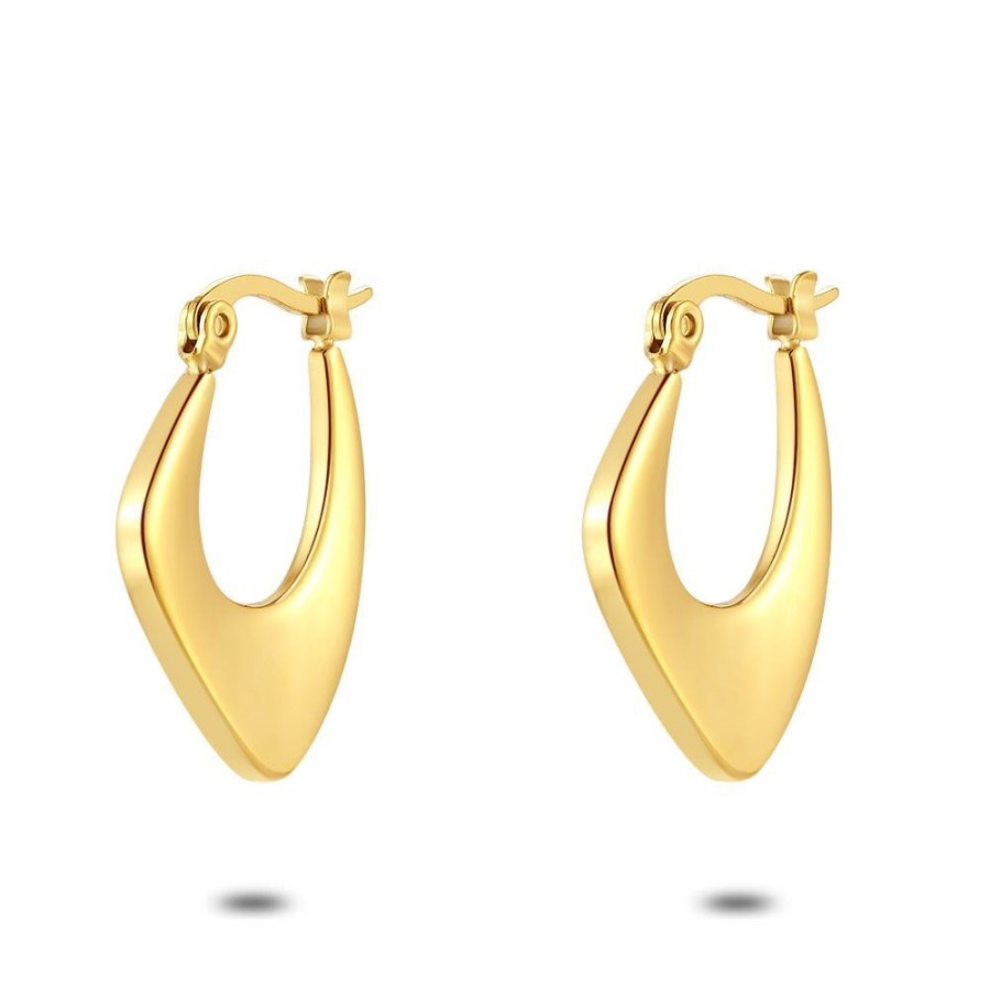 Women Twice As Nice | Gold Coloured Stainless Steel Hoop Earrings, 25 Mm.