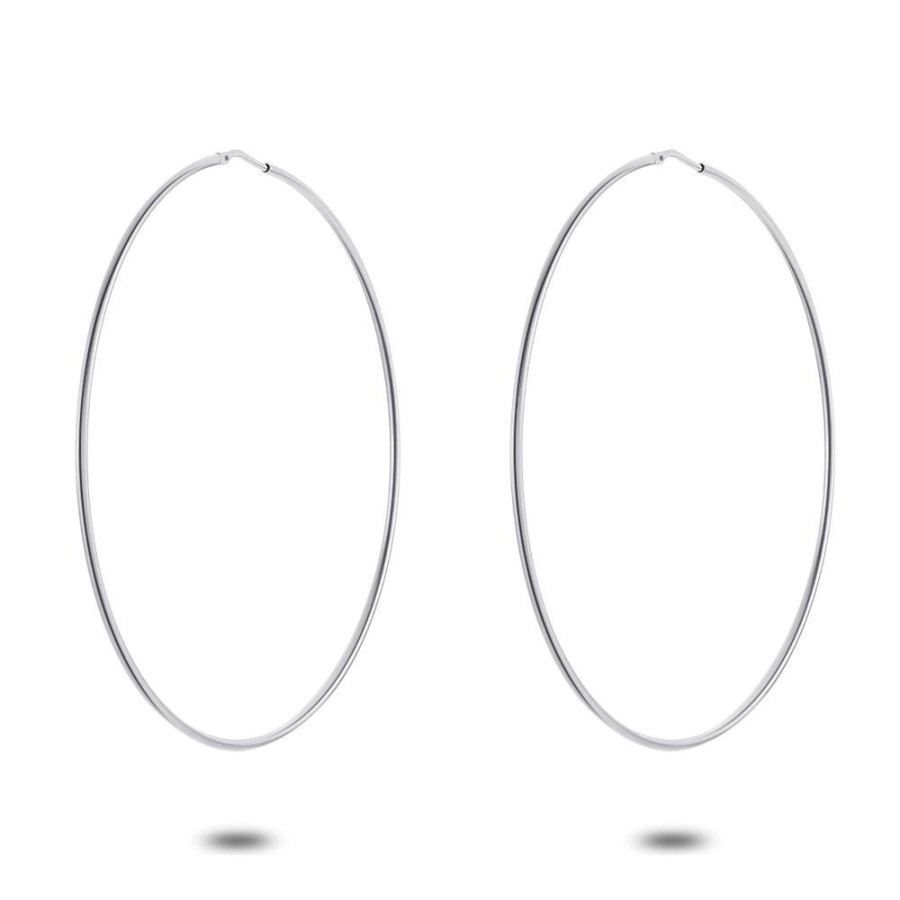 Women Twice As Nice | Silver Hoop Earrings, 73 Mm