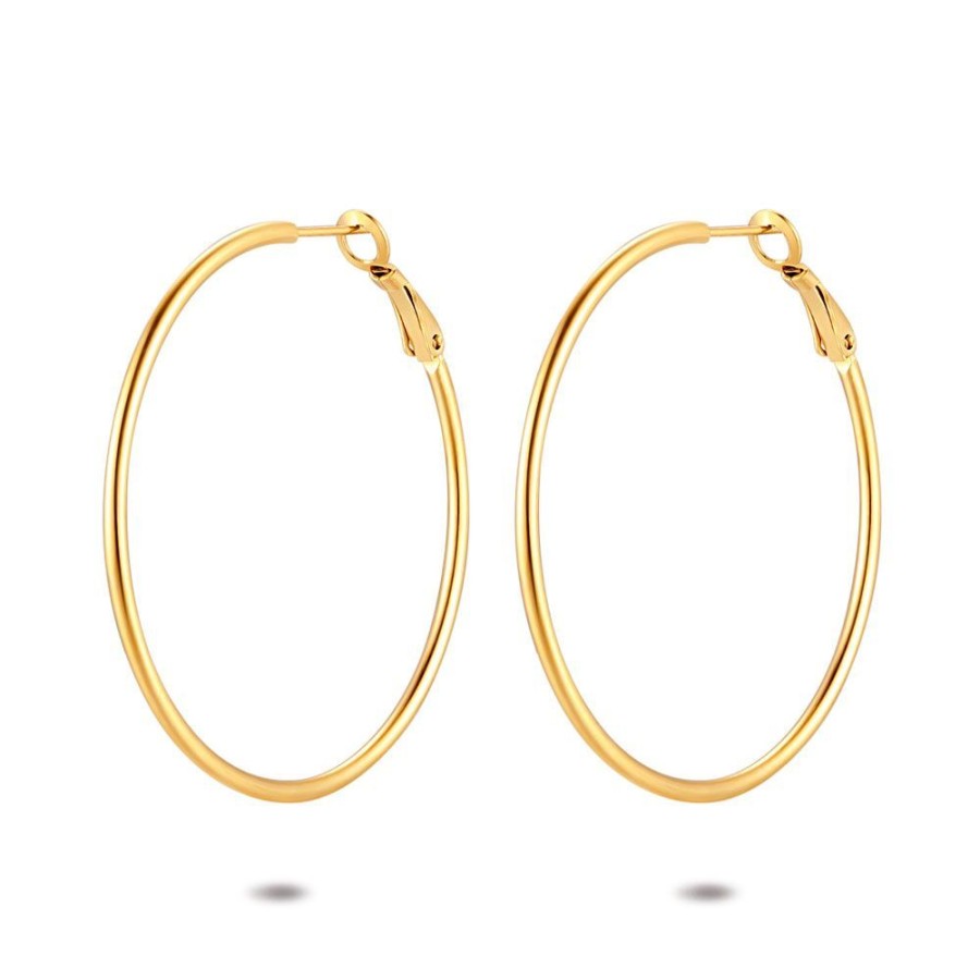 Women Twice As Nice | Gold Coloured Stainless Steel Earrings, Hoop Earrings, 50 Mm