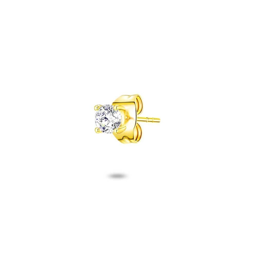 Women Twice As Nice | 18Ct Gold Plated Silver Earring, Zirconia, 3 Mm