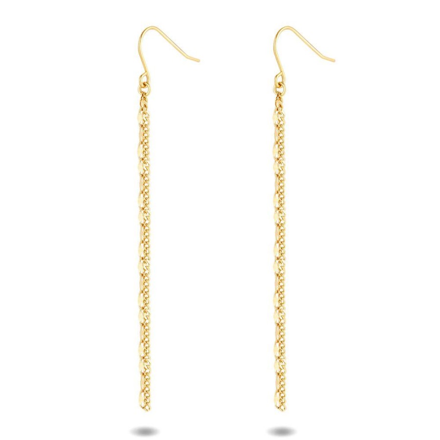 Women Twice As Nice | Gold Coloured Stainless Steel Earrings, 2 Different Chains