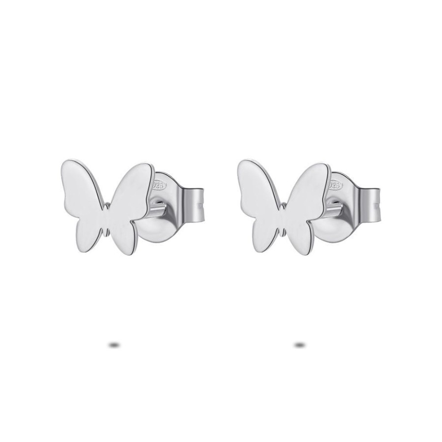 Women Twice As Nice | Silver Earrings, Butterfly, 7 Mm