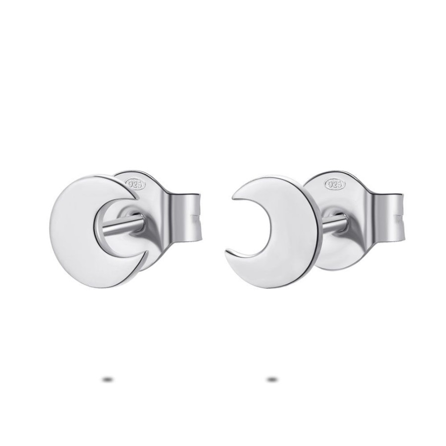 Women Twice As Nice | Silver Earrings, Moon, 6 Mm