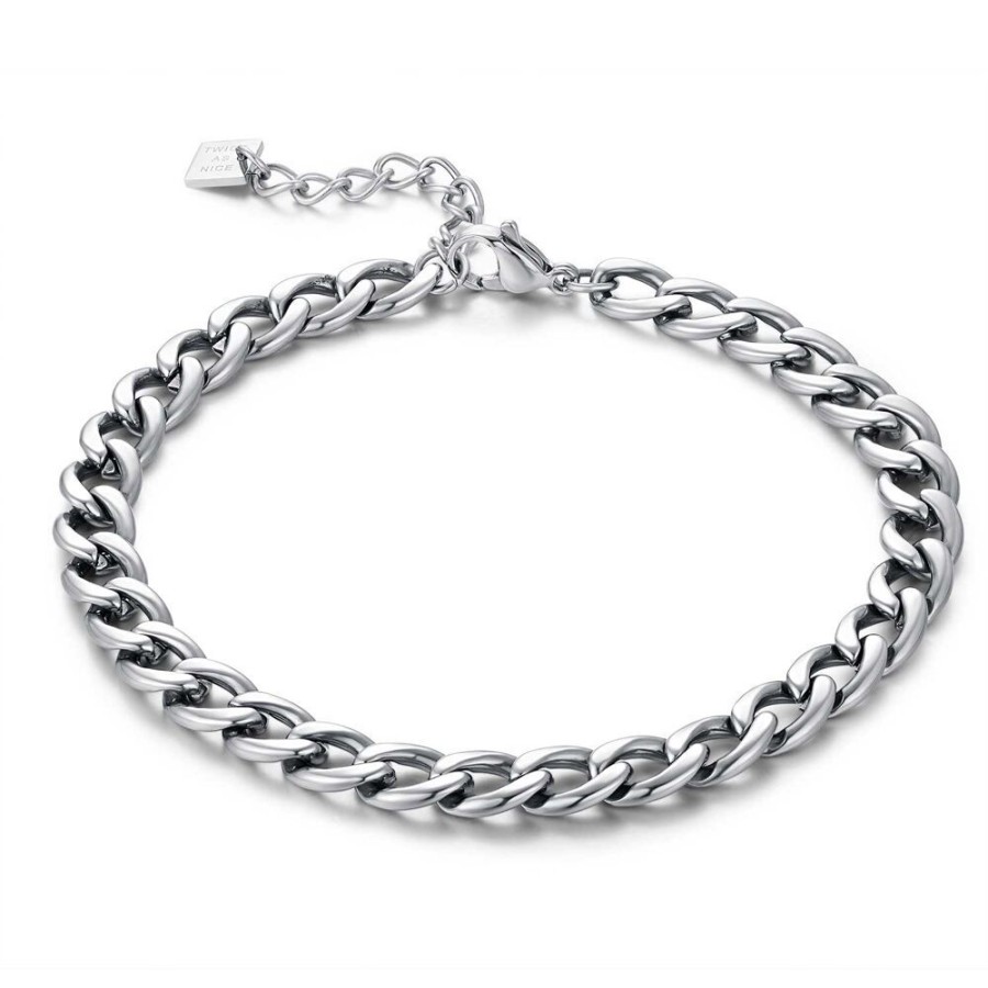 Women Twice As Nice | Stainless Steel Bracelet, Gourmet Chain 7 Mm