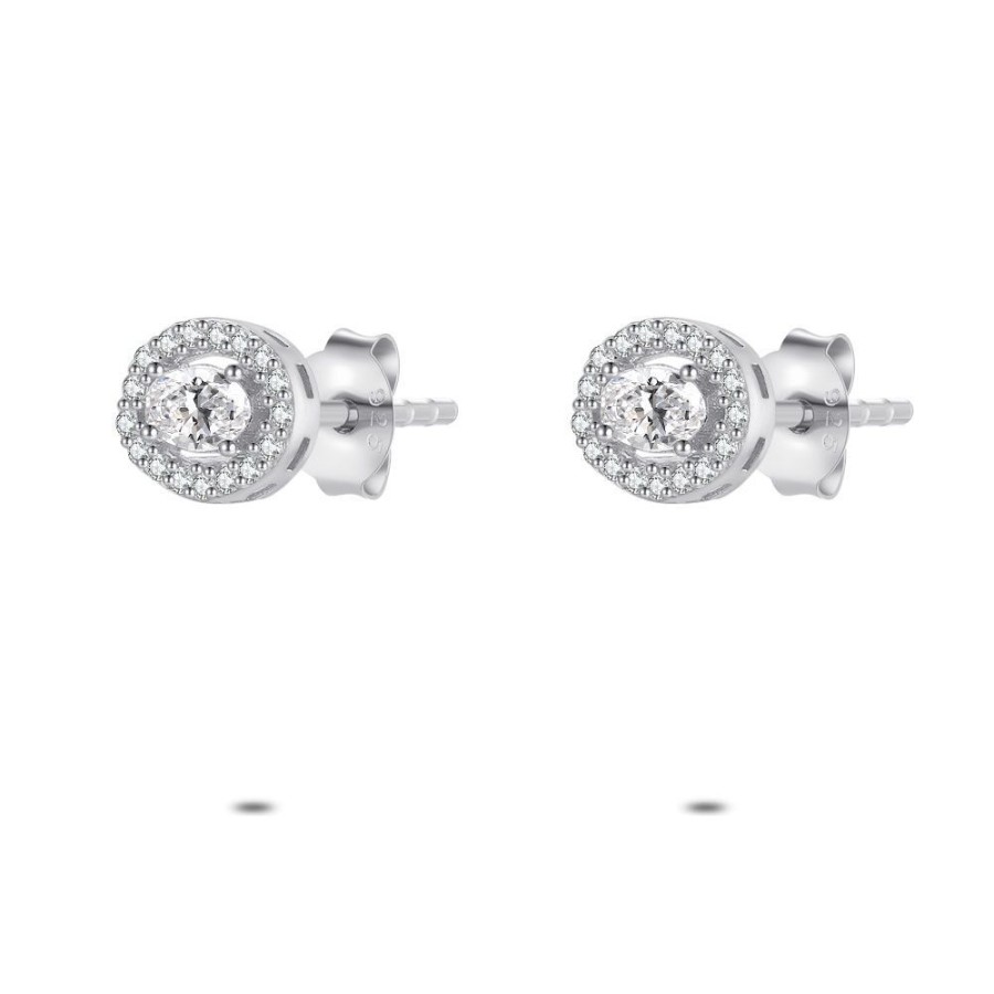 Women Twice As Nice | Silver Earrings, Oval Earring With Zirconia