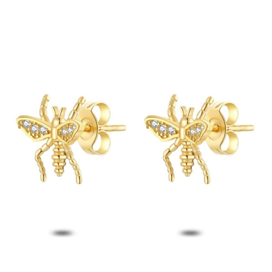 Women Twice As Nice | 18Ct Gold Plated Silver Earrings, Musquito, Zirconia