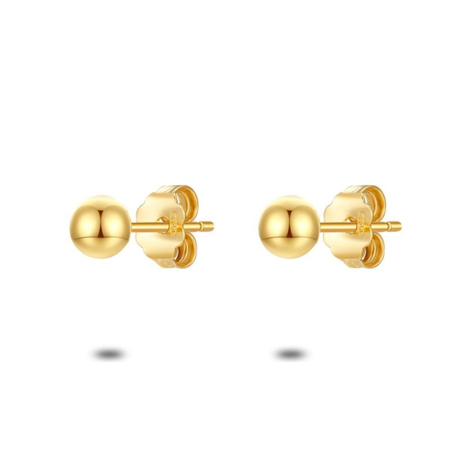 Women Twice As Nice | 18Ct Gold Plated Earrings, Ball, 4 Mm