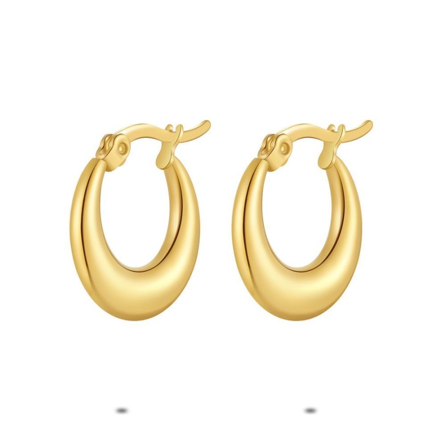 Women Twice As Nice | Gold Coloured Stainless Steel Earrings, Hoop Earrings, 18 Mm