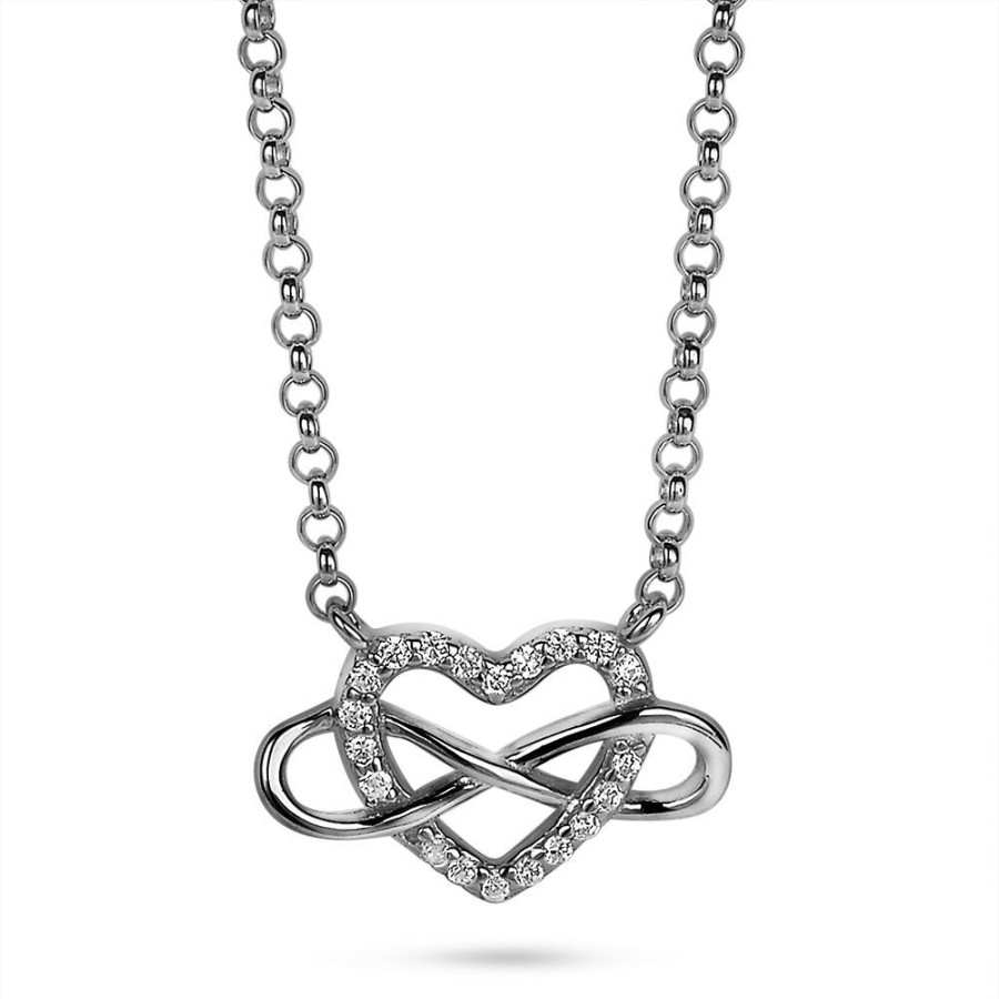 Women Twice As Nice | Silver Necklace, Heart With Zirconia And Infinity