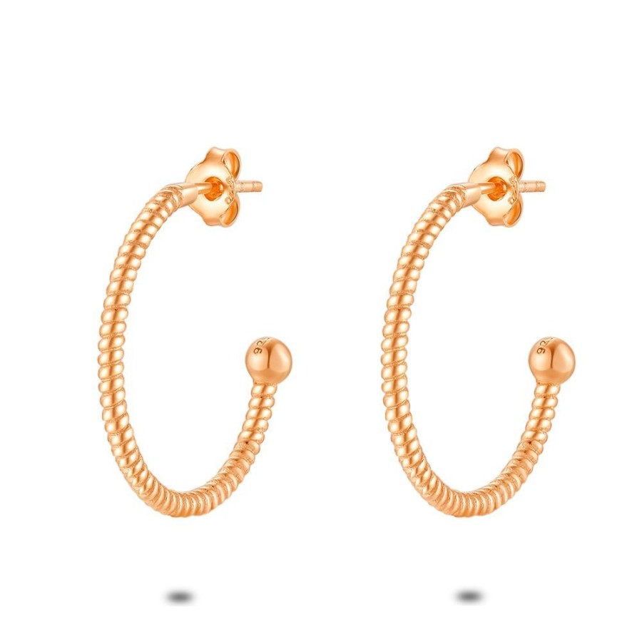 Women Twice As Nice | Rose Silver Earrings, Open Hoops, 2.5 Cm