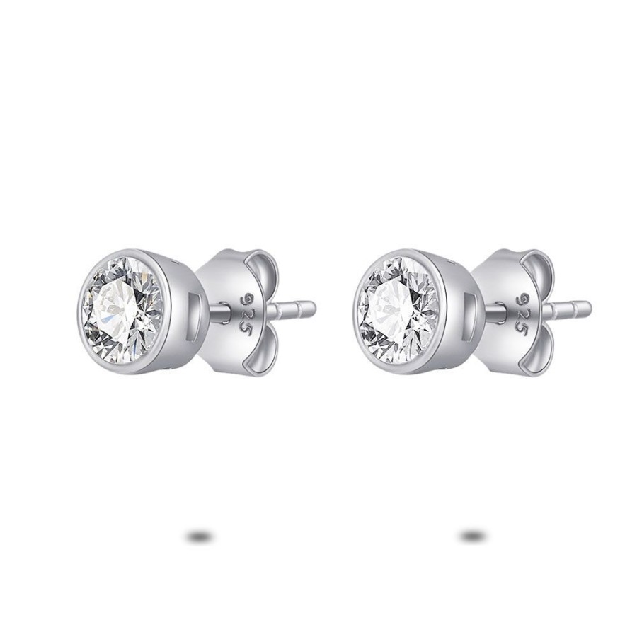 Women Twice As Nice | Silver Earrings, 1 Zirconia, 5 Mm