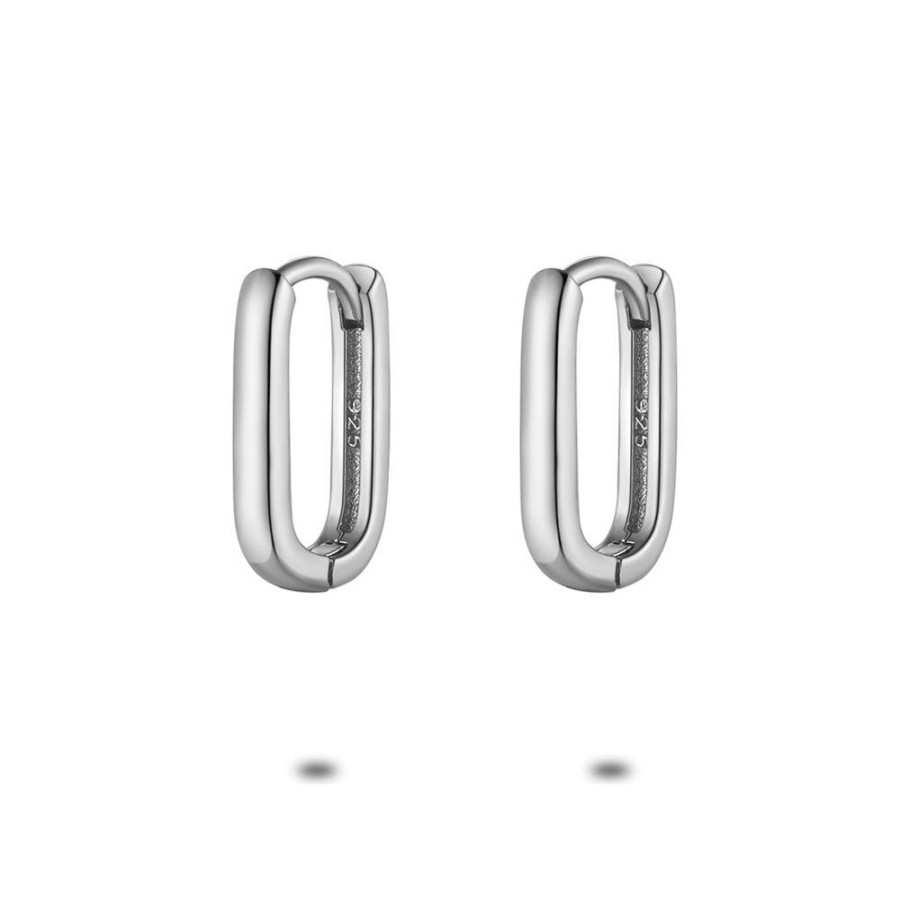 Women Twice As Nice | Silver Earrings, Oval Hoop Earrings, 12 Mm