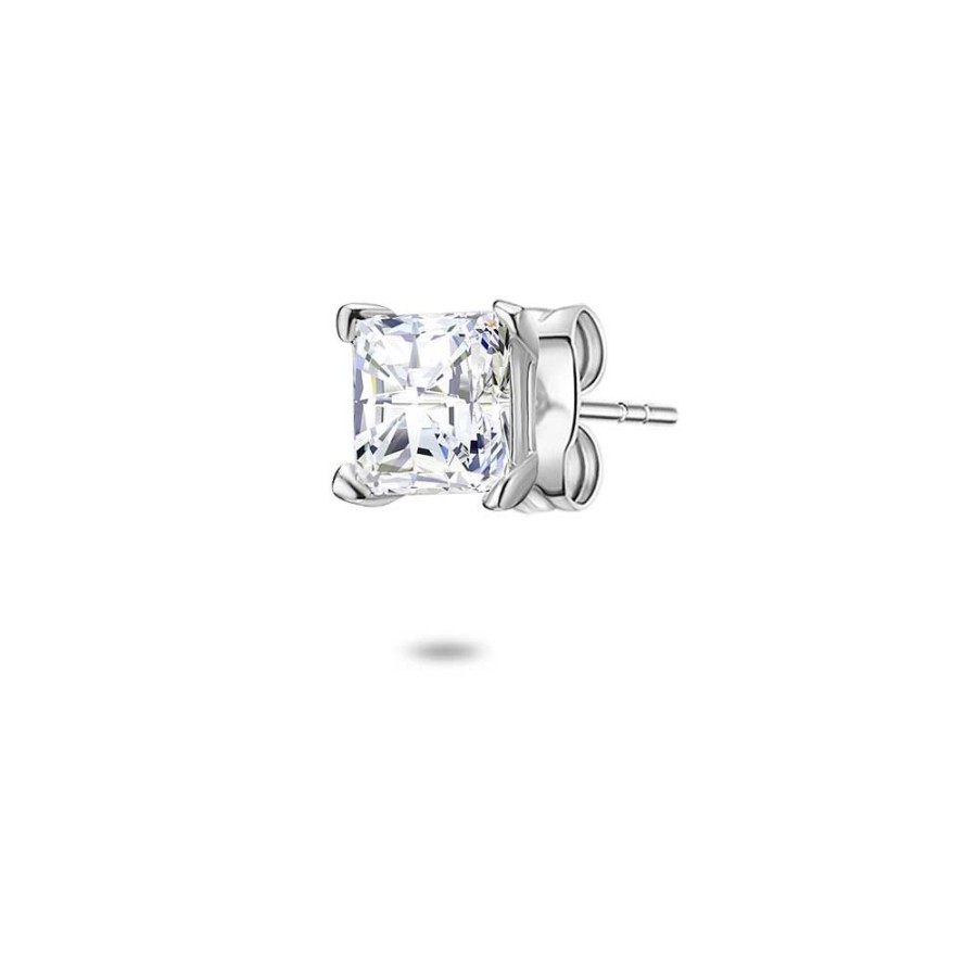 Women Twice As Nice | Silver Earring, A 5 Mm Square Zirconia