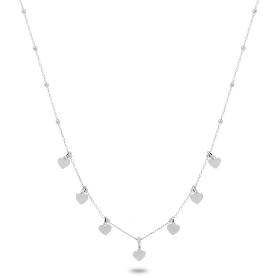 Women Twice As Nice | Silver Necklace, 7 Little Hearts On Chain