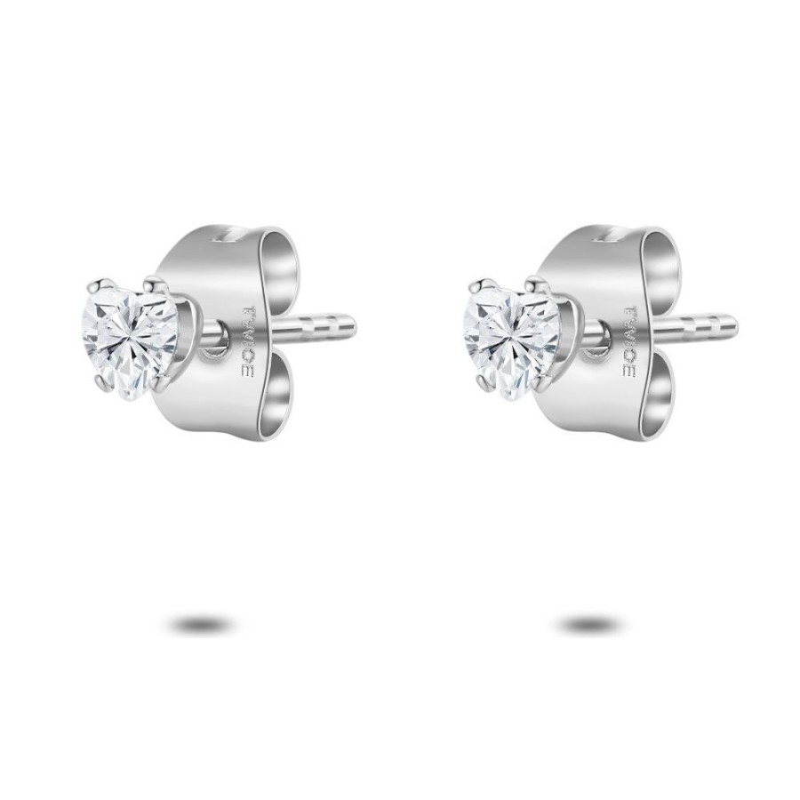 Women Twice As Nice | Stainless Steel Earrings, Heart Zirconia