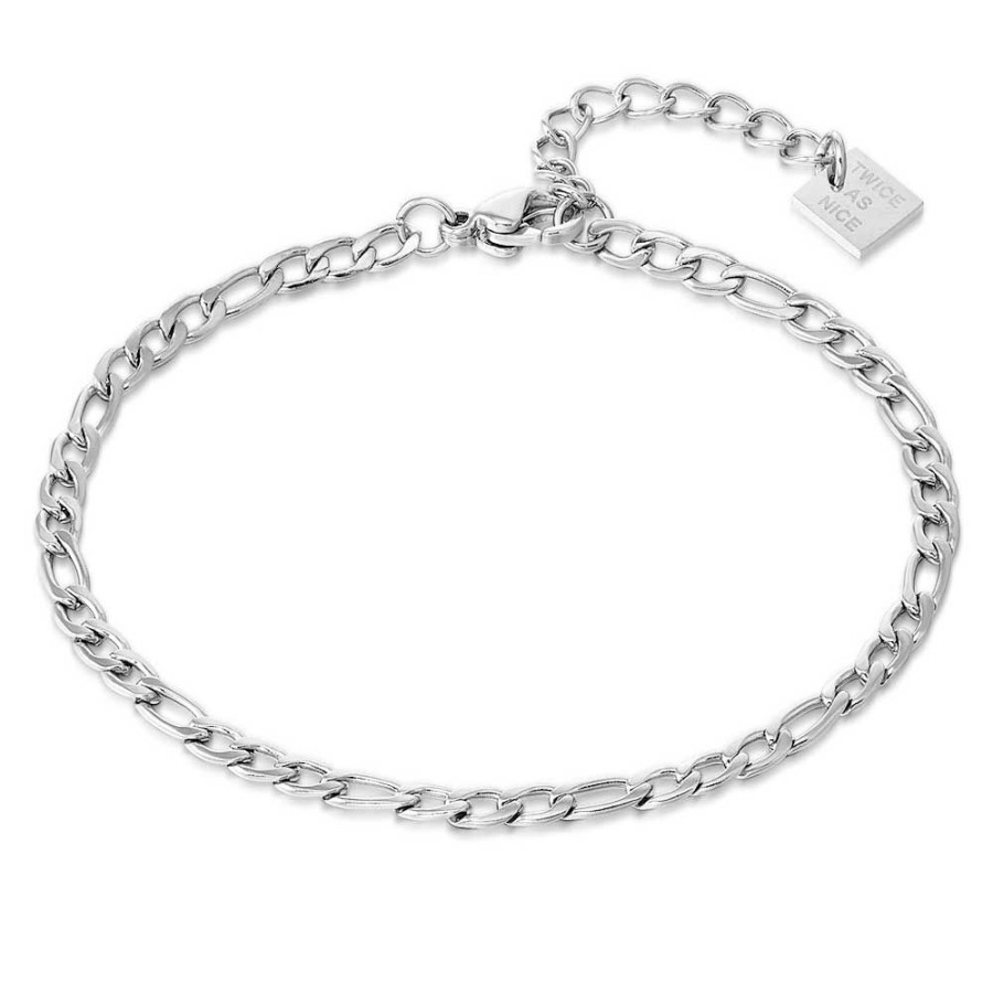 Women Twice As Nice | Stainless Steel Bracelet, Figaro Chain 3 Mm