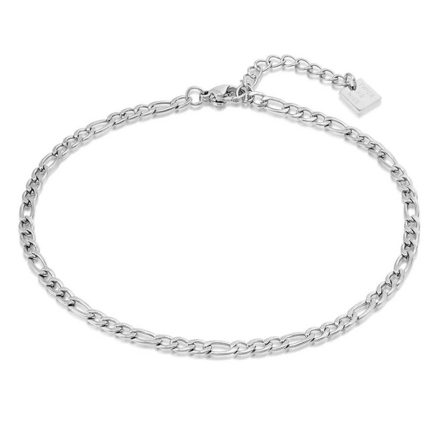 Women Twice As Nice | Stainless Steel Bracelet, Figaro Chain 3 Mm