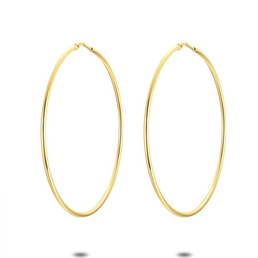 Women Twice As Nice | 18Ct Gold Plated Silver Earrings, Hoop, 53 Mm