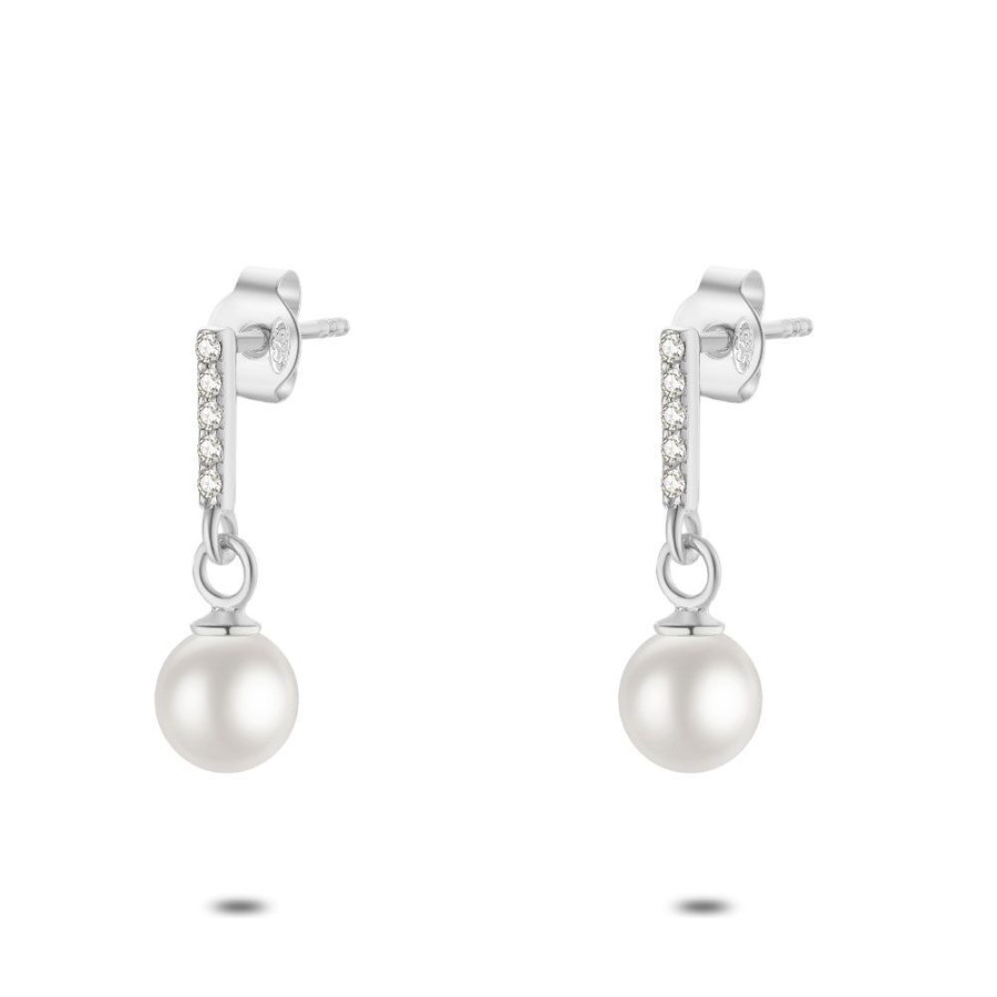 Women Twice As Nice | Silver Earrings, Pearl, 5 Zirconia