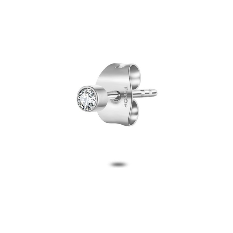 Women Twice As Nice | Stainless Steel Earring Per Piece, Round Zirconia