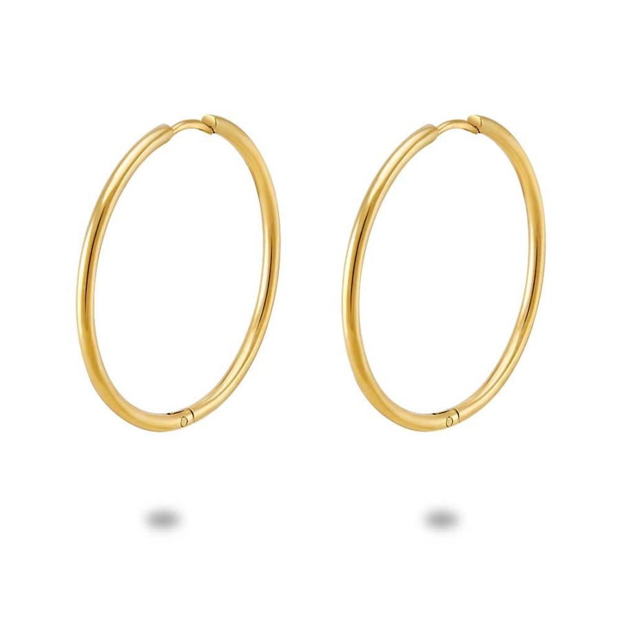 Women Twice As Nice | Gold Coloured Stainless Steel Earrings, Hoop 35 Mm