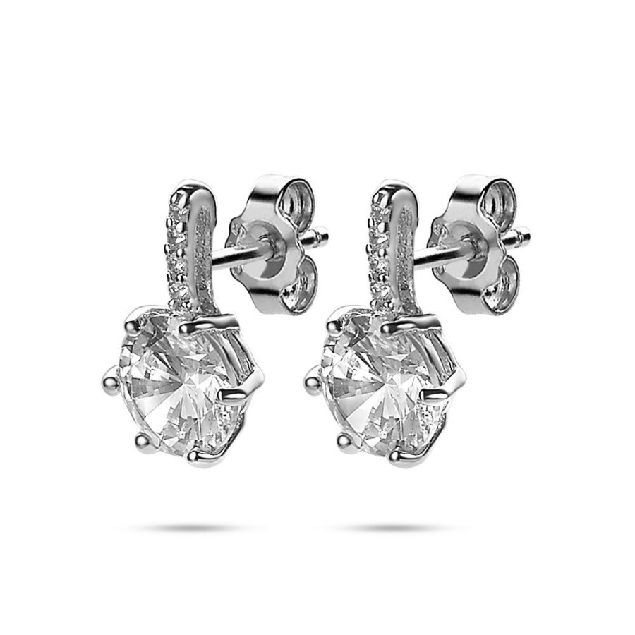 Women Twice As Nice | Silver Earrings, 8 Mm Zirconia, Bar In Zirconia