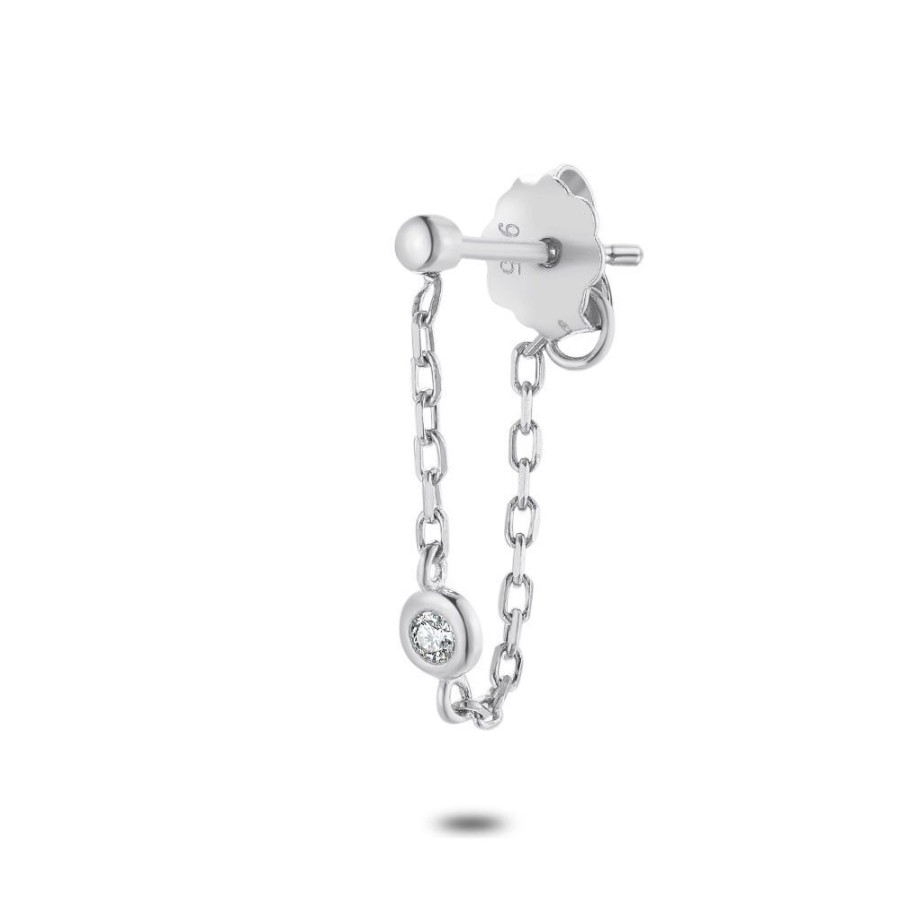 Women Twice As Nice | Earring In Silver By Piece, Chain, 1 Zirconia