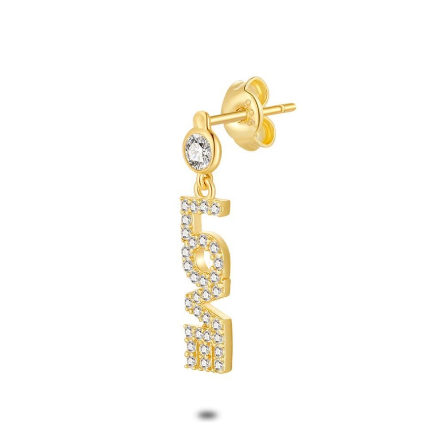 Women Twice As Nice | 18Ct Gold Plated Silver Earring, Love, Zirconia