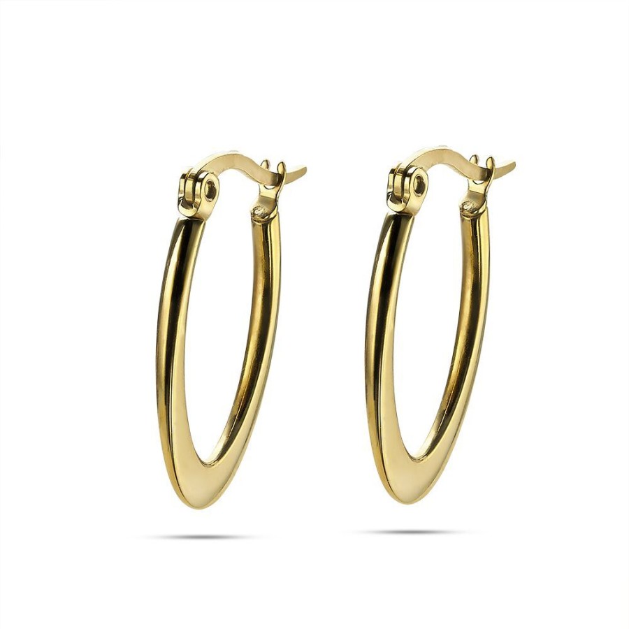 Women Twice As Nice | Gold-Coloured Stainless Steel Earrings, Ovale Hoop, 2,5 Cm