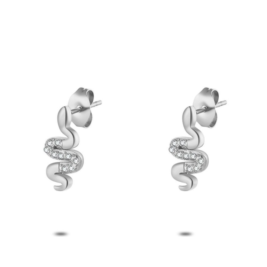 Women Twice As Nice | Stainless Steel Earrings, Snake, Crystals